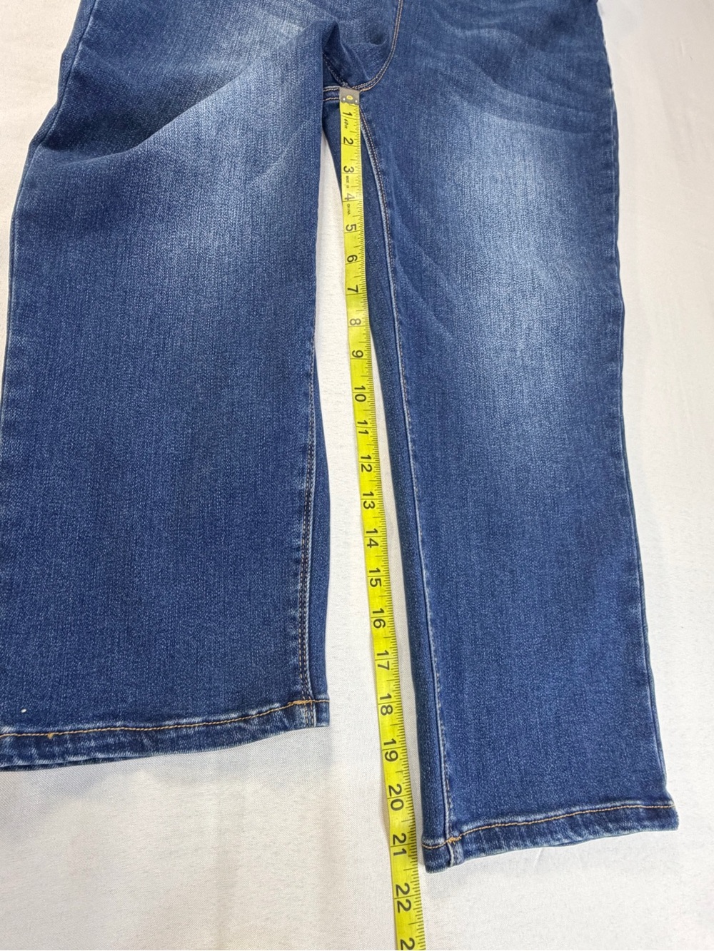 Risen Womens Sz 15 / 32 Straight Cropped High Rise Stretch Denim No Distress - Picture 7 of 11